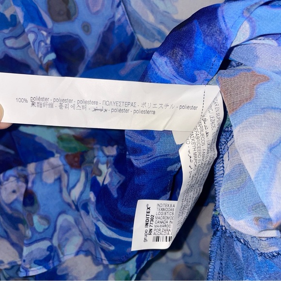 ZARA | Blue Printed Ruffled Blouse - Picture 8 of 8